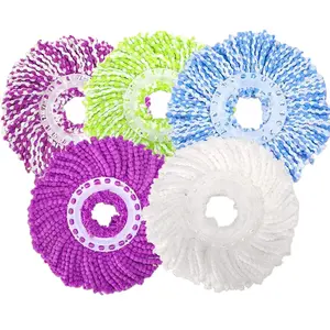 5 Replacement Mop Micro Head Refill for 360 ° Spin Magic Mop-Microfiber Replacement Mop Head-Round Shape Standard Size