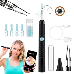 Visual Ear Cleaner Camera with Ear Scoops & Tweezer, Wireless Earwax Removal Tool Kit, HD Ear Otoscope Ear Pick with 6 LED Lights, Ear Cleaning Tool, Earwax Remover Tool for Adult Kids, Wireless Visual Earpick