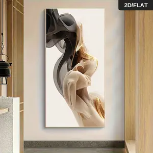 1PC Modern Abstract Art Frameless Canvas Wall Art Black White Gold Flowing Lines Print for Living Room Bedroom Minimalist Nordic Home Decor High Definition Eco Friendly Material Multiple s Available L