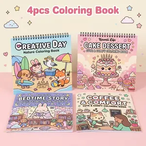 Kawaii Coloring Book - 4pcsStress Relief & Relaxation | Creative Days, Cake Dessert, Bedtime Story & Coffee Comfort Themes | High-Quality, Clear Lines & Vibrant Illustrations | Fun Activity for Teens, Adults & Elders | Perfect Gift for Birthdays, Holidays