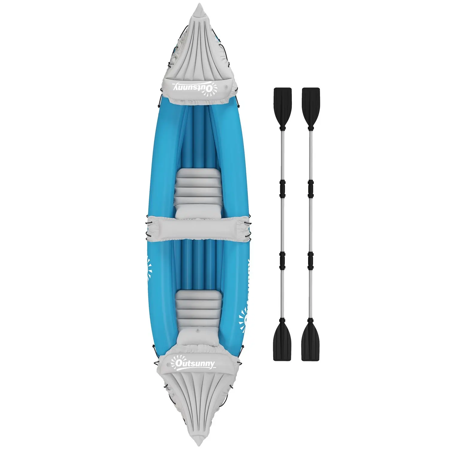 K2 Tandem Inflatable Kayak for Two - Complete with Paddles, Oars & Repair Kit - Ideal Portable Blue Blow-Up Boat for Adventure