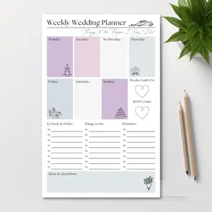 Weekly Wedding Planner: 50-Page Tear Off Notepad