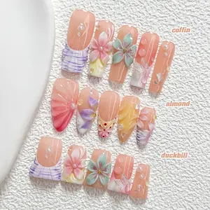 CuraTique | Romantic Fantasy Collections 10PCS Handmade Press On Nails REUSABLE 3D Gel spring/summer 2026/ Prom