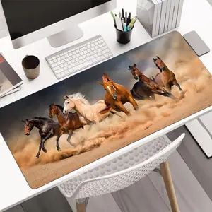 Running Horses Pattern Extended Mouse Pad, 1 Count Rectangle Non-slip Gaming Mouse Pad, Office Desk Keyboard Pad for Home Office Desk