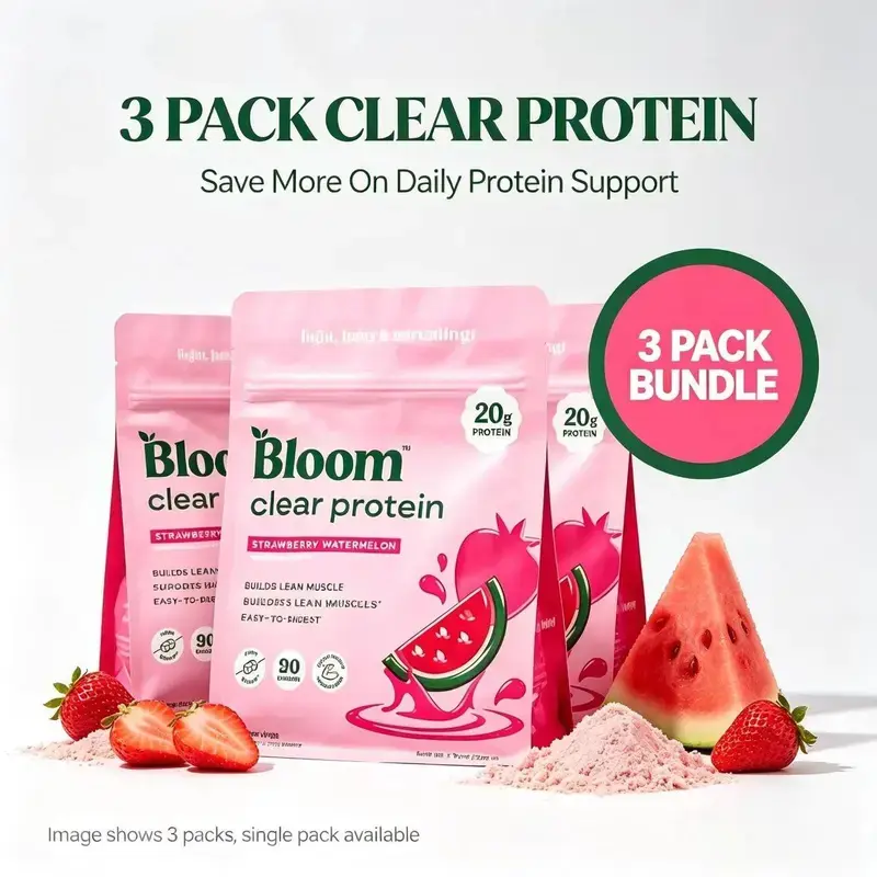 Bloom Nutrition Clear Protein Powder, LH Strawberry Watermelon Flavor, 20g Whey Collagen Protein, Zero Sugar, 90 Calories, 10 Servings，Light & Refreshing Fruity Drink | Protein for Women *contains dairy