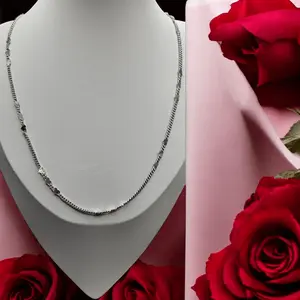 Heart and Link Chain Silver Chocker Necklace