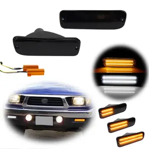 2pcs For 1995 1996 1997 1998 1999 2000 Toyota Tacoma Smoked Switchback White LED DRL Amber Turn Signal lamps Lights,Replace OEM 81520-35110 / 81510-35110