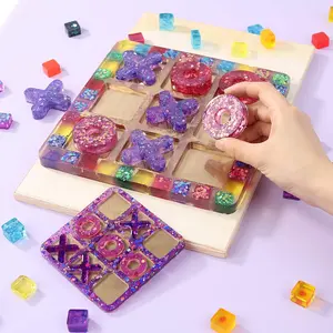 2 Pieces Tic Tac Toe Board Game Silicone Molds XO Fun Family Games Silicone Epoxy Resin Casting Moulds for DIY Funny Table Game Polymer Clay Jewelry Making Home Decoration