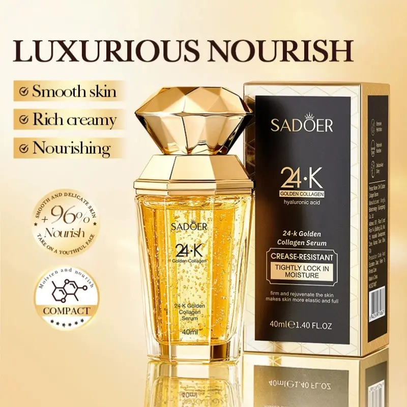 2 Bottles 24K Gold Collagen Skin Serum Gentle Moisture Replenish Water Smooth Texture Refresh Dull Complexion Glowing Glass Skin Moisturizing