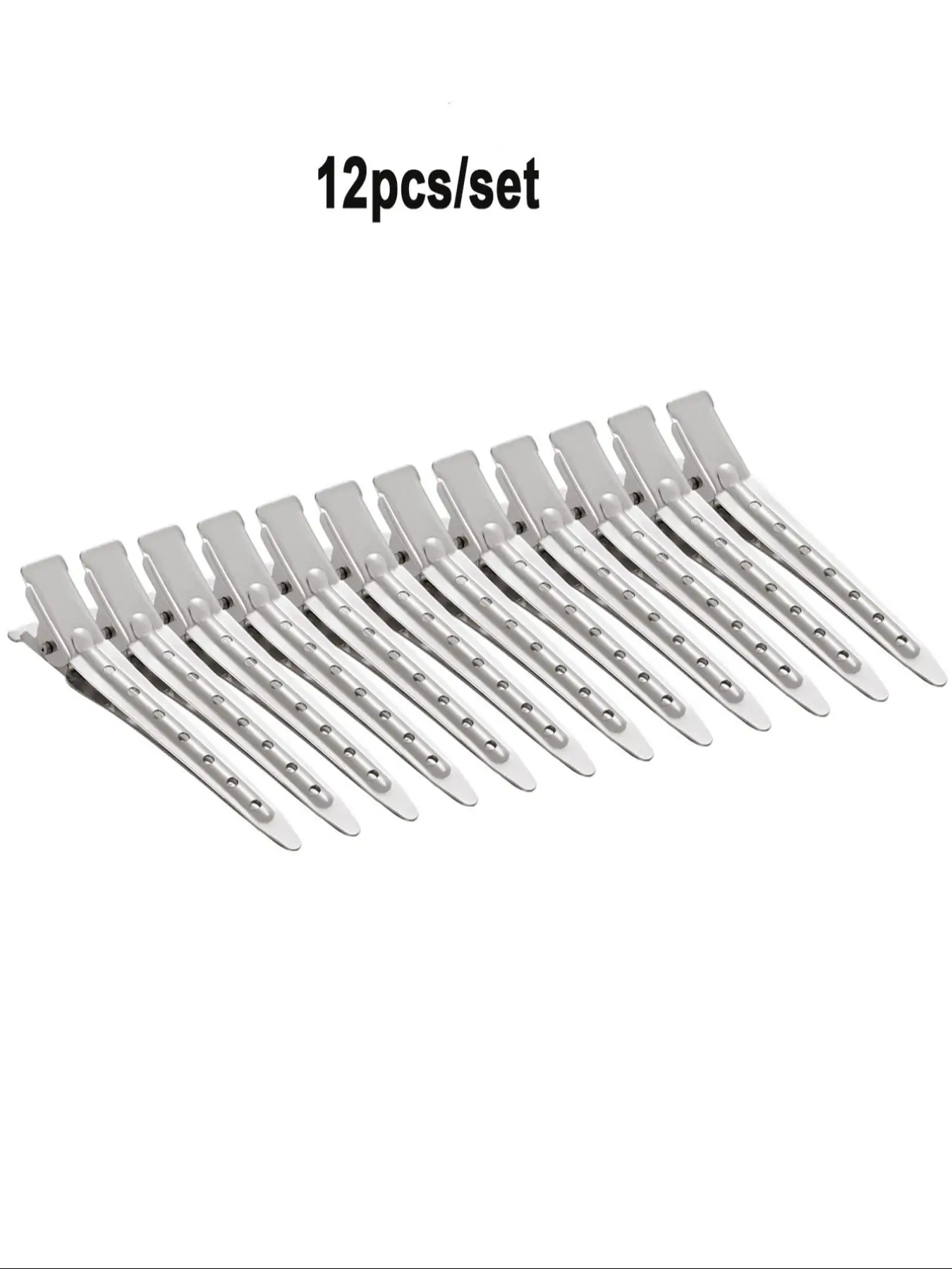 Stainless Steel Hair Extension Clips, 12pcs/set Rustproof Minimalist Design Alligator Clips, Professional Hair Clip for Daily & Hair Styling Use