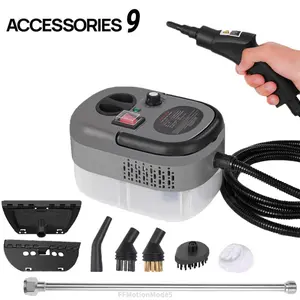 Handheld Pressurized Steam Cleaner, 2500W Portable High-Pressure Cleaner, with 9 Attachments and 6 Adjustable Speeds, Suitable for Home, Floors, Kitchens, Windows, Bathrooms, and CarsFFMotionMode
