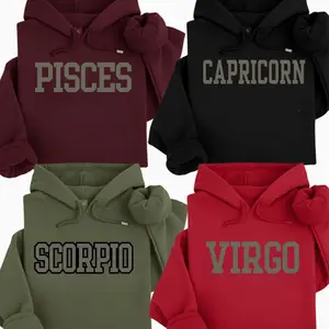 Minimalist Zodiac Hoodie – Astrology Sign Crewneck for Men and Women, Gemini, Aquarius, Pisces Cozy Horoscope Pullover with Bold College Letter Design, Perfect Gift for Zodiac Lovers Q56