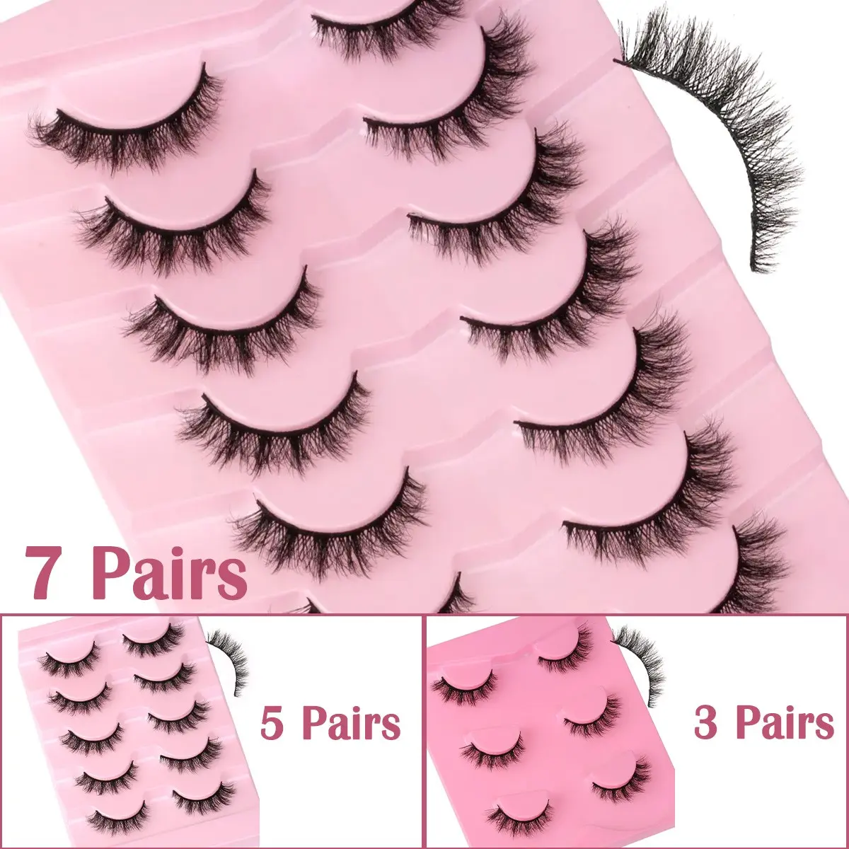 Fluffy False Eyelashes Cluster, Wispy Natural Look Cluster Lashes, Fluffy Curling Eye Makeup Strip Lashes for Women & Girls, High Quality Eyelashes, Wispy Eyelash Clusters, Cosmetic