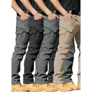 4pcs Men's Slim-Fit Tactical Cargo Pants - Durable Ripstop Work Pants with Multi-Pockets, All-Season Wear-Resistant Design for Hiking, Camping, Outdoor & Daily Use (Machine Washable), Hiking PantsGift