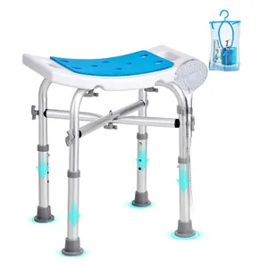 VEVOR Shower Chair, Adjustable Height Shower Stool with Built - in Handles, Shower Seat for Inside Shower or Tub, Non - Slip Bench Bathtub Stool Seat for Elderly Disabled Handicap, 158.8 kg CapacityVEVOR Super Brand Day