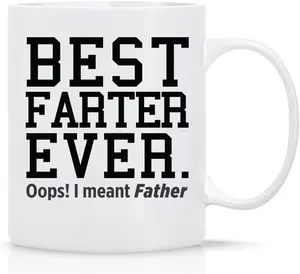 BLUE RIBBON Fathers Day Gift Mug, BEST FARTER EVER Funny Mug from Daughter, Wife and Son, Mug in Decorative Box, 11 Oz Gift for Dads, Men, Friends, First Fathers