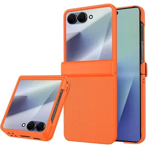 for Samsung Galaxy Z Flip 7 Case with Hinge Protection & Cover Screen Protector, Non-Slip Texture, Scratch Resistant, Shockproof, Rugged Slim Fit Phone Cover for Galaxy Z Flip 7 2025 Orange