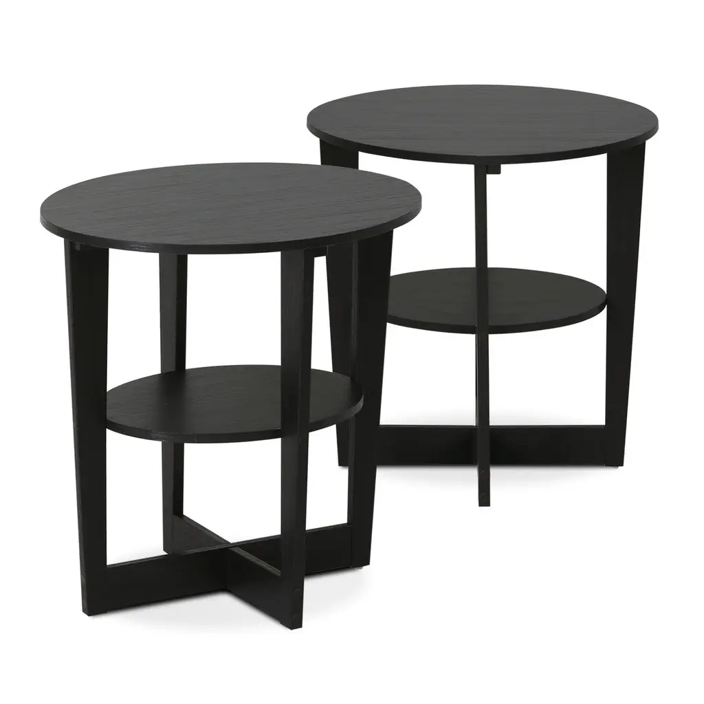 212 MAIN Circular End Table - Walnut Finish, Modern Accent Tables, Dark Minimal Indoor Living Room Furniture Piece, Circular End Tables