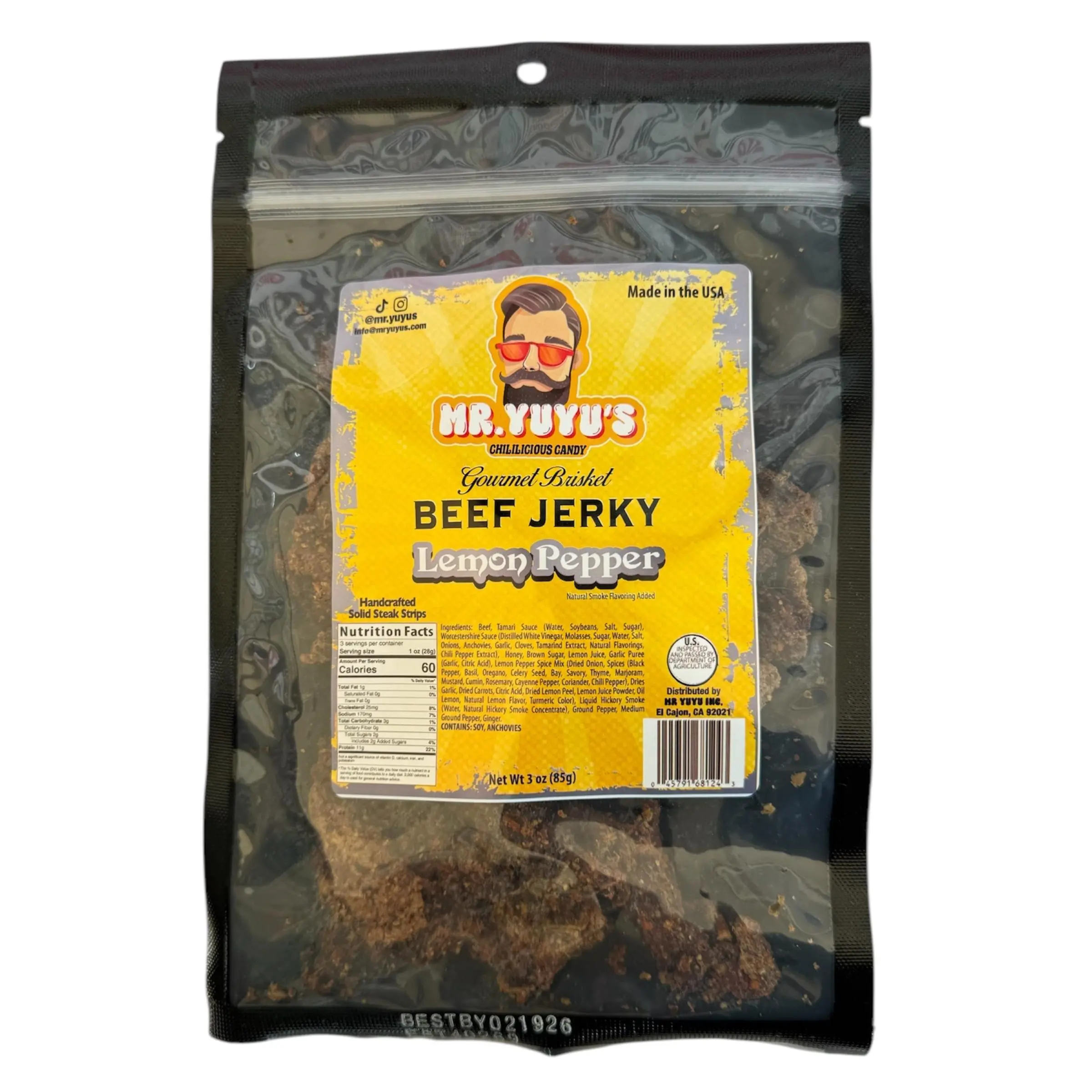 Mr. YuYu's Brisket Beef Jerky Lemon Pepper