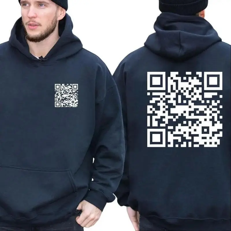 Funny FU QR Code Hoodie 2 Sided – Hidden Message Sweatshirt, Viral TikTok Hoodie for Men and Women, Sarcastic Tech Streetwear Pullover, Trendy Unisex Gift Idea for Friends, Boyfriend or Girlfriend