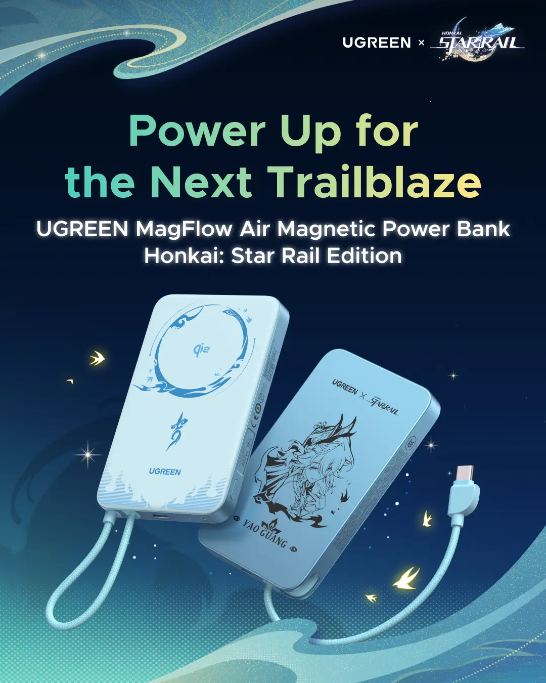 [LIVE ONLY]UGREEN × Honkai: Star Rail Series Magnetic Power Bank Qi2 Certified 15W Fast Charging Wireless Battery Pack Slim 10000mAh Magsafe Portable Charger with 30W USB-C,5000mAh 15W Power Bank for iPhone 17/16/15/14/13/12 Series
