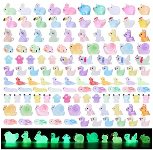 Luminous mini Resin Animals to Hide 120 Pcs Tiny Resin Animals Glow in The Dark for Miniature Fairy Garden Decoration Accessories Micro Landscape Aquarium Potted Decoration