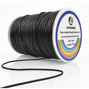 1mm Faux Leather Waxed Cotton Cord, 175 Yards – Durable Necklace String, Soft and Textured Cord for Necklaces, Bracelets, and Jewelry Making