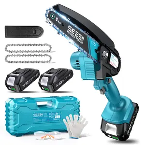 Mini Chainsaw Cordless 4/6 inch , SeeSii Handheld Electric Power Chain Saw with Battery for Tree Trimming Wood Cutting, Best Gifts for Father, Dad, Husband, Men CS600 #TikTokShopBlackFriday