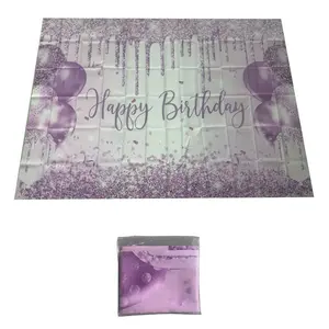 2D Flat Banner 1pc, Glitter Birthday Background with Balloons and 'happy Birthday' Text, Perfect for Party Decorations, No Power Required