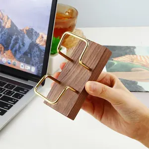 Wooden Business Card Holder, 1pc Stylish Desktop Organizer, Desk Supplies Holder for Office and Home Decoration, Office Desk Accessories