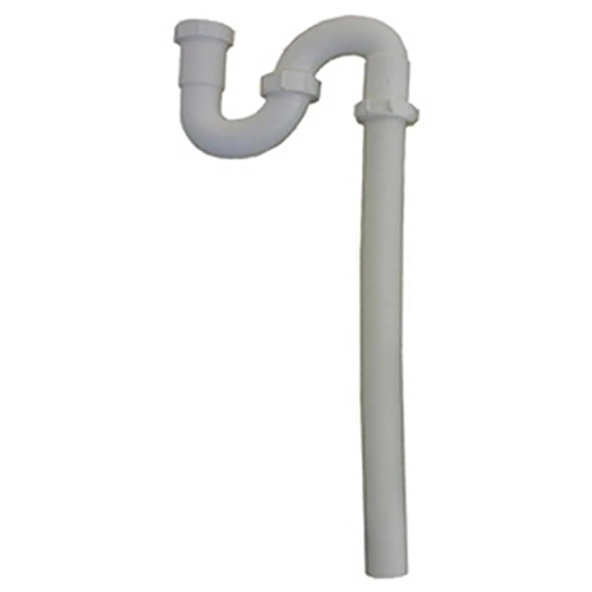 212 MAIN PVC Lavatory Floor Drain - Larsen Supply 03-4339, 1.25" Inlet Tube, White S-Trap Shape, Includes Nuts & Washers, Outlet Tube, 0.63 lbs, 2.5 x 7.5 x 21.9 in