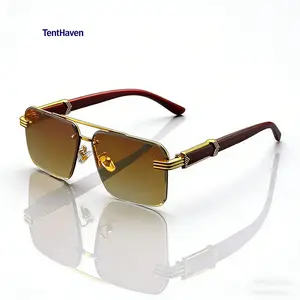 Unisex 4-Piece Retro Square Glasses - Oversized Round/Rectangular Frames, Double Bridge, Lightweight Decorative, Frameless Classic Men's Sunglasses - Ideal for Party, Casual Wear (Accessories Not Included)