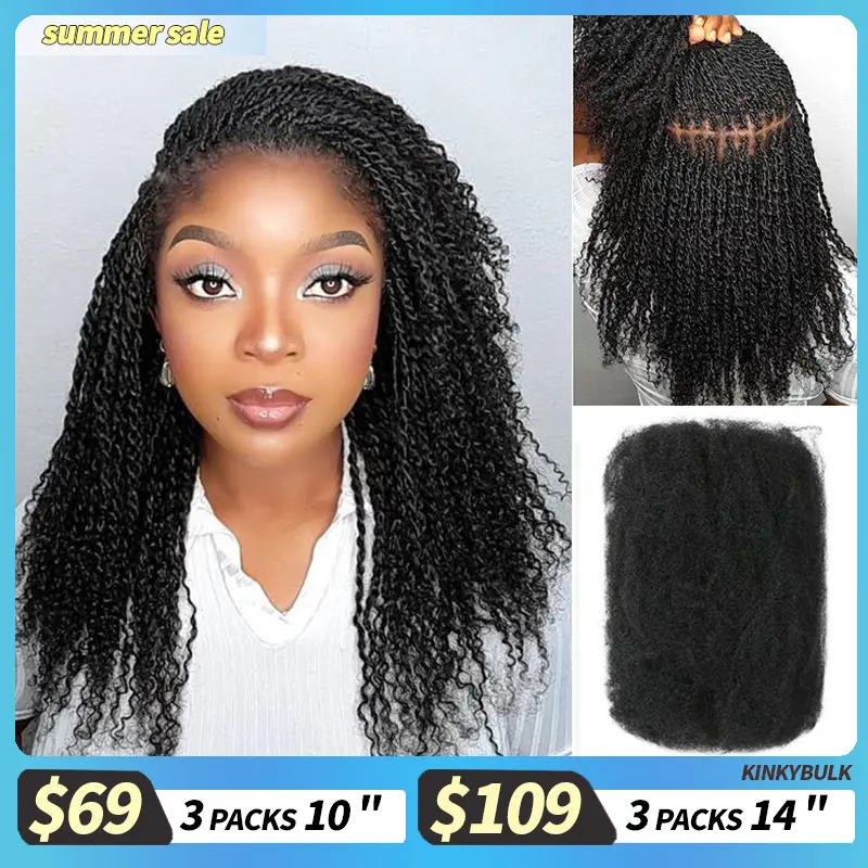 QVR Natural Black Afro kinky Bulk Hair Extensions For Braiding Dreadlock Human Hair 1 Curly dealsforyoudays TikTokShopBlackFriday