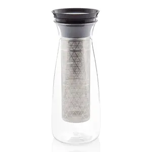 Tupperware Cold Brew Carafe for Brewing, Serving, and Storing Delicious Beverages - Stainless Steel, 1.3L, Transparent Cover, Customized Filter, Glossy Finish