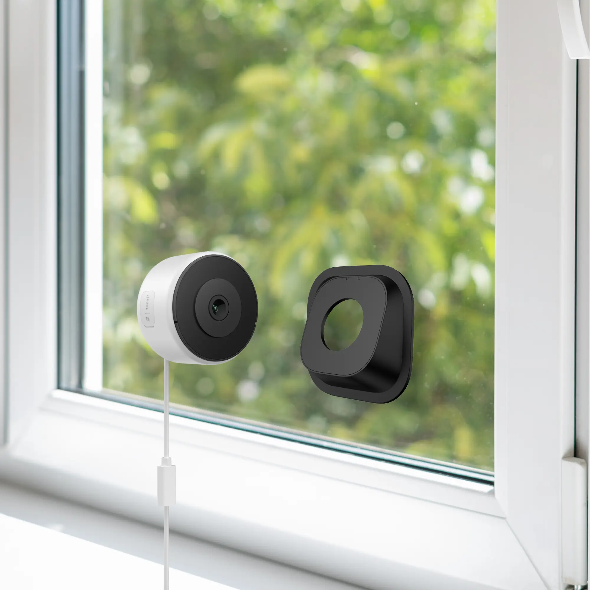 Luna Window Cam - 2K Wi-Fi Indoor Security Camera, Glass-Mount No-Drill Install, Sharp Outdoor View, Color Night Vision, AI Motion Detection, Included Angle Mount, Magnetic Easy Setup, Local Recording, Remote Access, Bluetooth for Home & Apartment Use