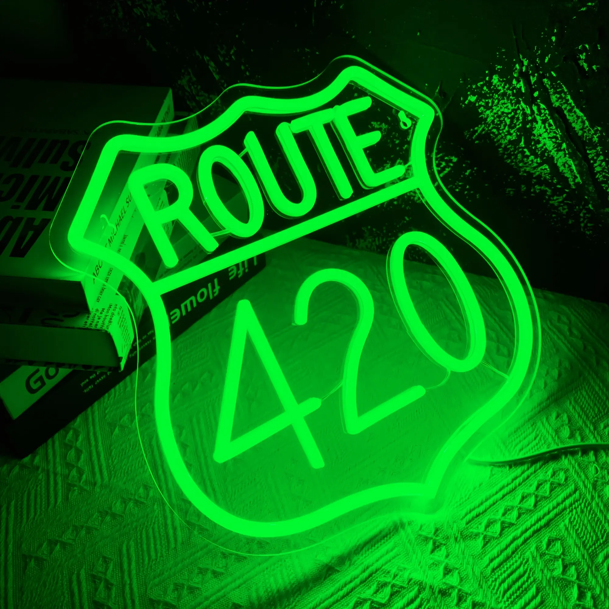Route 420 USB Neon Retro Road Trip Light, Neon Lights, Vibrant Colors for Relaxing Ambiance, Ideal Bedroom Bar Garage Decor Gift, Decorative Neon Sign