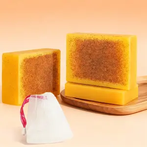 100g Lemon Ginger Curcumin Soap Set, 3 Bars, Cleansing Exfoliating Bath & Body Wash, Smooth Skin Design, No Alcohol, Non-Flammable