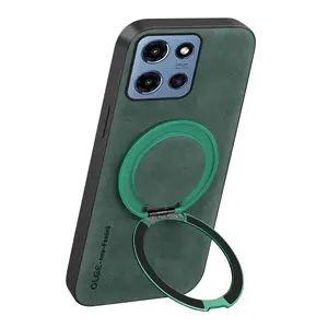 360° Spin Magnetic Stand for MOTO G Power 2025 /G 2025 /G 5G 2024/G Play 2024 5G /G Play 2024 4G /G Power 2024 5GCase, Luxury faux leather Case for MOTO G 2025 Phone Case, Fit for MagSafe, with Kickstand Rotatable, Protection, Fit for car holder