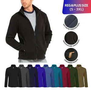 Men’s Polar Fleece Jacket with Pockets Full Zip Up S-3XL Long Sleeve Fuzzy Casual Warm Coat Sweatshirts Outerwear Spring Fall Winter Menswear Outdoor