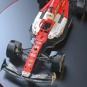 【Festival gift recommendations 】1:8 red and white building block racing car A1