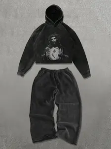 Men's Cotton Hoodie & Sweatpants Set, Athleisure Sweatsuit Sets, Athleisure Tracksuit Sets, Workout Sets, Casual Fitted Sportswear, Warm Comfortable Streetwear for Autumn Winter, Spring Fall Fashion