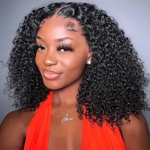 Midulla Ready to Wear Kinky Curly Glueless Wigs Human Hair Shoulder Length 7x5 Pre Cut Lace Closure Bleached Knots Human Hair Wig #FallFreshness
