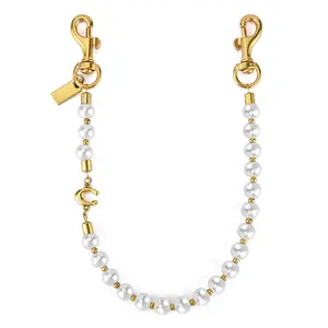 Hot-selling Imitation Pearl Bag Charm European & American Trendy Fashion Chain Detail Crossbody Designer Square Bag Strap