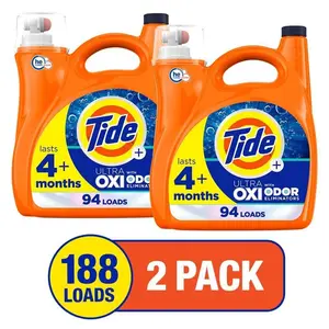 Ultra Oxi Odor Eliminators Unscented Liquid Laundry Detergent, 94-Loads, 132 fl. oz., 2-Pack