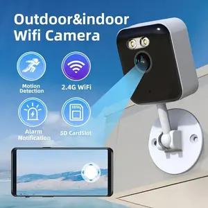 Mini Security Camera for Home, 2.4G WiFi Wired Camera, IP66 Weatherproof, Small Camera with Motion Detection, Siren Alarm & Spotlight, Ideal for Front Door, Apartment, and Baby Room