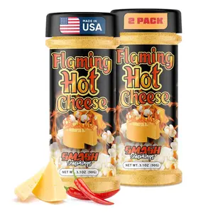 Hot Cheese Popcorn Seasoning Shaker – 2 Spicy Bold Snack Blend with Premium Cheese Chili Peppers – Gourmet Sprinkle for Popcorn, Chips, Fries, Veggies, Pasta, Nachos, Party Snacks
