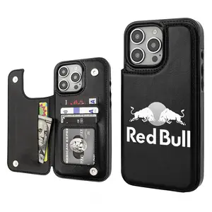 Logo Red Bull White Aesthetics Pattern Phone Cases Compatible For With iphone 16 15 14 13 12 PRO PLUS MAX PU Black Durable Flip High quality Leather Credit Card Bag Holder Mother Gift Wallet Shockproof Anti-Drop Full Protection Phone Cases Shell Cover