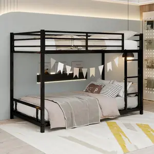 Heavy Duty Low Profile Metal Bunk Bed for Kids Teens, 400lbs per Bed, Silent Slats, No Box Spring Required, Easy Assembly