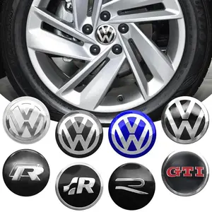 4pcs 56/60/65mm Car Wheel Center Hub Caps Emblem Badge Stickers Car Decal For VW Volkswagen Golf 4 5 6 Polo CC R GTI Passat Tiguan Touran Touareg Jetta Auto Accessories Sticker For Cars Vehicle Exterior Decoration Automotive Decoration Automobile Decals