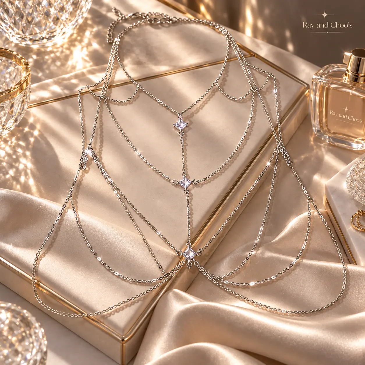 Sparkling Rhinestone Body Chain Necklace for Women, Elegant Layered Body Jewelry, Statement Fashion Accessory, Party Gift for Her